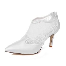 8 cm Tacchi Alto Con Tacco A Spillo Scarpe Sposa Elegante In Raso High Tops Pizzo Cerimonia