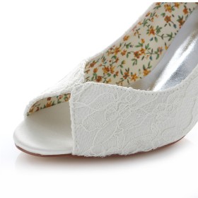 Scarpe Sposa Scarpe Da Cerimonia Decollete Pizzo Tacchi Spillo Estivi Avorio Con Tacchi Alto