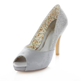 Glitter Zilveren Schoenen Dames Formele 10 cm Hoge Hakken Bruidsschoenen Pumps