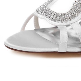 Wedding Shoes Sandals Rhinestones Dance Stilettos 3 inch High Heel Peep Toe
