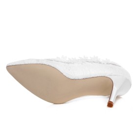 Bruidsschoen Highheel Kanten Naaldhakken Wit Pumps