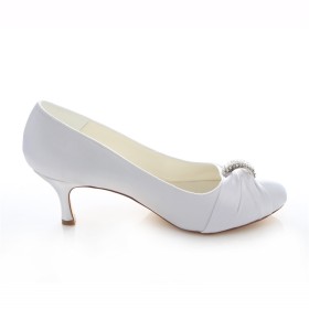 Satin Elegante Plissee Stilettos Pumps 6 cm Mittlerer Absatz Schuhe Damen Hochzeitsschuhe Weiß