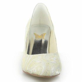 Spitze Pumps Stiletto Ivory Absatzschuhe Mit 6 cm Mittlerer Absatz Elegante Schuhe Damen
