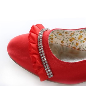Dress Shoes Red Wedding Shoes For Women Pumps Elegant Satin Kitten Heel Low Heel