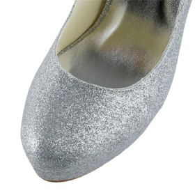 Schuhe Silber Pumps Plateau Glitzernden Ballschuhe Stiletto 2020 Glitzer Mit 12 cm Hohe Absatz Mit Absatz