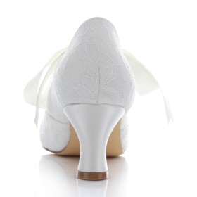 Damenschuhe Bequeme Brautschuhe Elegante Aus Spitze Ivory 5 cm Low Heel