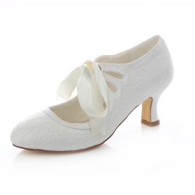 Dress Shoes Low Heeled Lace Almond Toe Wedding Shoes For Women Kitten Heel