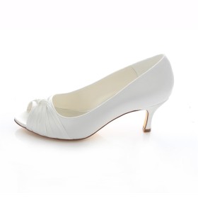 A Talon Mi Haut Peep Toes Elegante Confort Escarpin Plissée Chaussure Femme Chaussure Mariage Talons Aiguilles