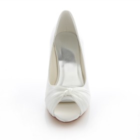 Stilettos Comfort Plissee Schuhe Damen Peeptoe 6 cm Mittlerer Absatz Elegante Ivory Brautschuhe Stöckelschuhe