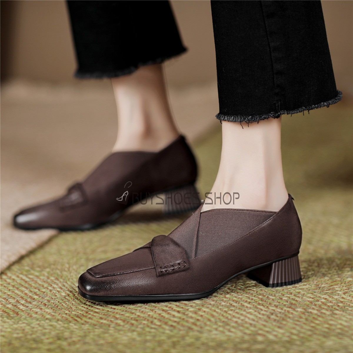 Gesloten Neus Vintage Comfort Shootie Blok Hak Met Lage Hak Elegante Vierkante Neus Business Casual Schoenen Dames Online Kopen 1823290114F BuyShoes.Shop