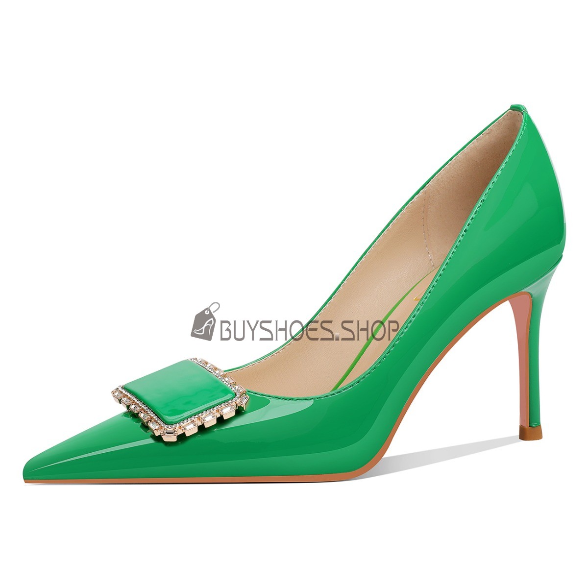 Leer Groen Pumps Kantoor Schoenen Dames 8 cm Hoge Hak Stilettos Steentjes  Online Kopen 1923040474F | BuyShoes.Shop