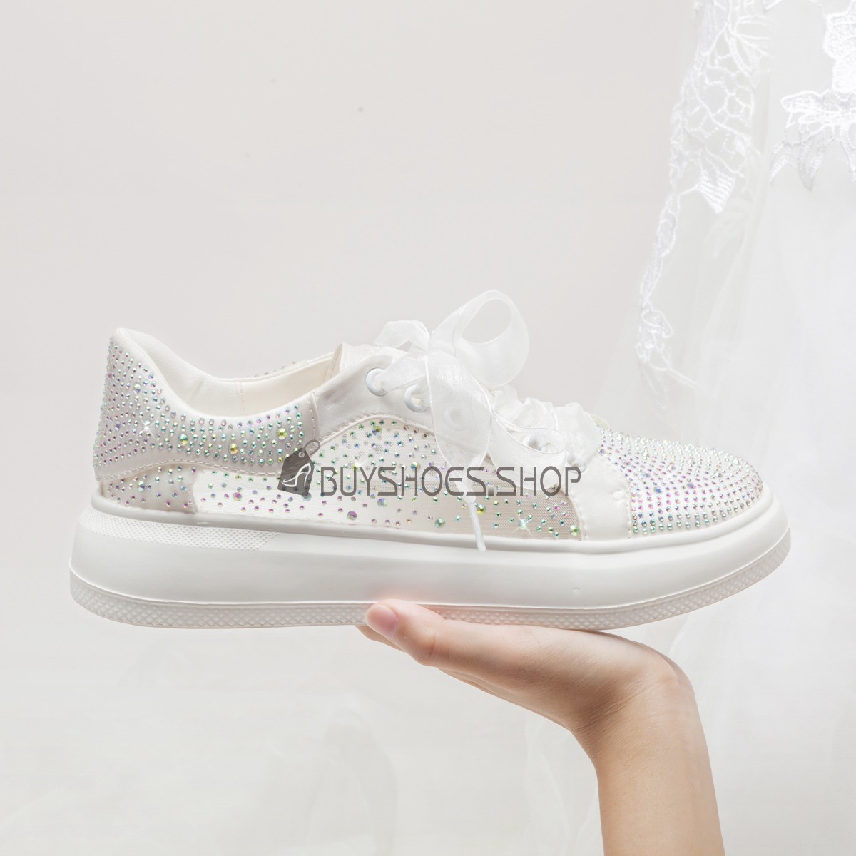 Joom Flache Schuhe WeiÃƒÂŸe Sportschuhe Damen Silber Glitzer