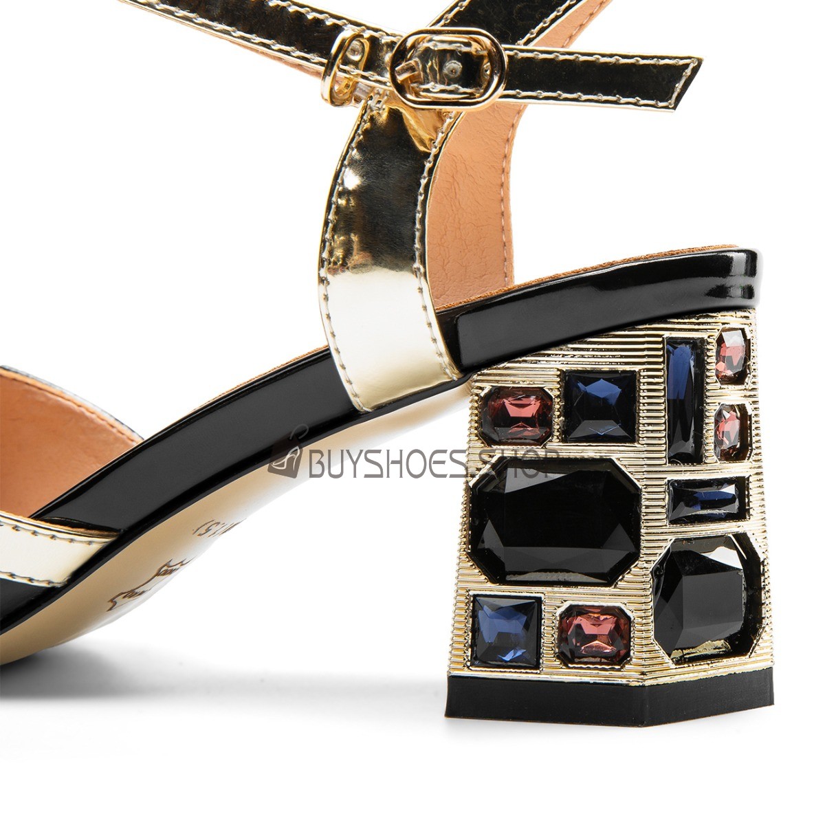 Buy Chunky Heel Fashion Pointed Toe Block Heels Crystal