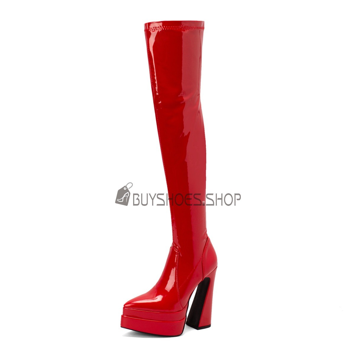 Online Shopping Patent Tall Boot Fur Lined Block Heels Sexy Faux Leather  Over Knee Boots 6 inch High Heel Thick Heel 2522041240F | BuyShoes.Shop