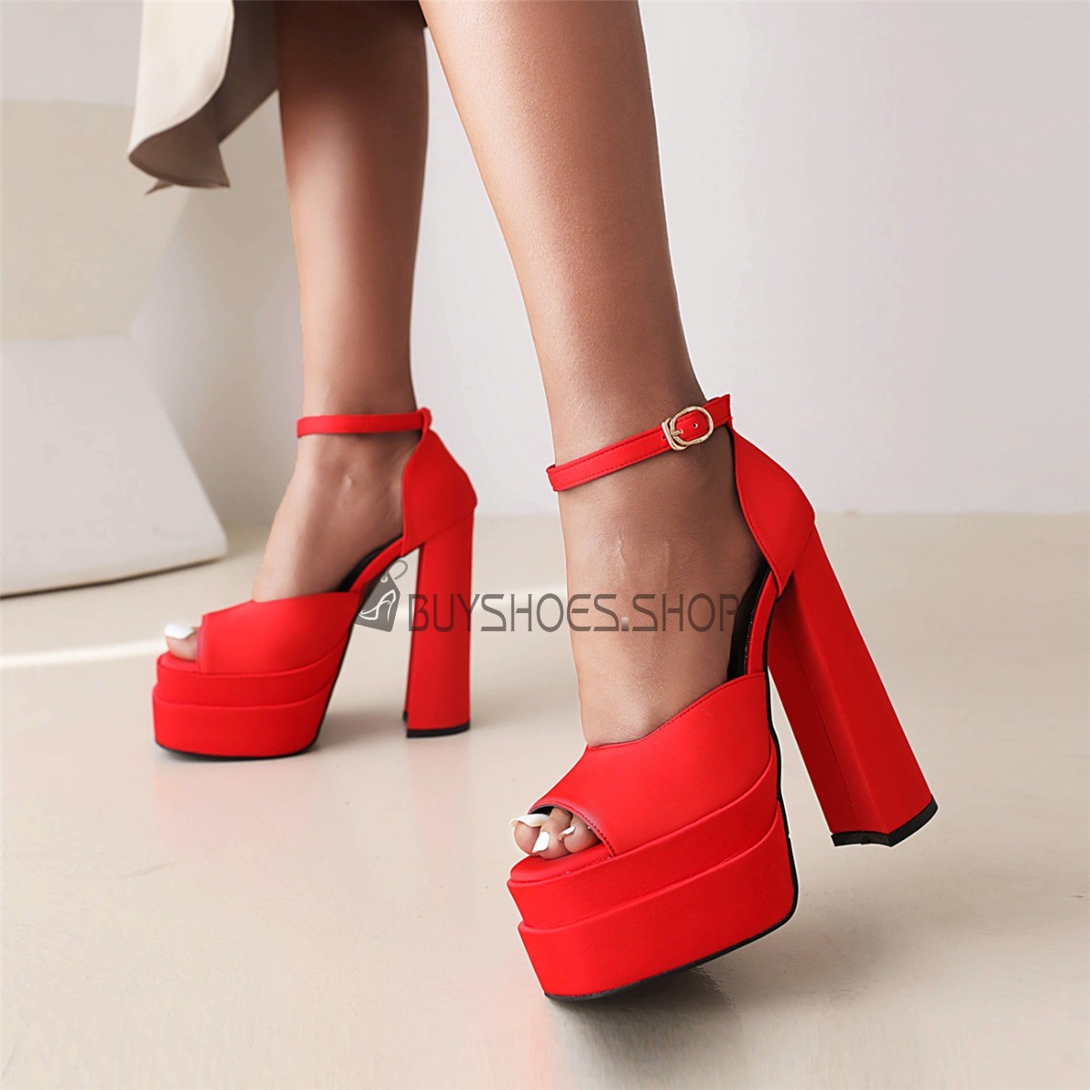 Stylish Closed Toe Chunky Heel Shoes