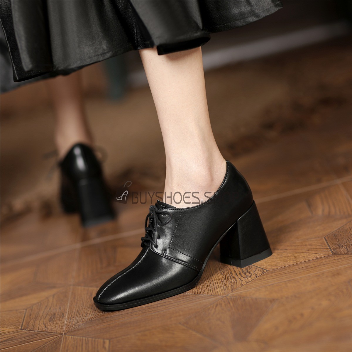Klassiek Schoenen Dames Zwarte Oxford Leer Vintage Lak Blokhakken