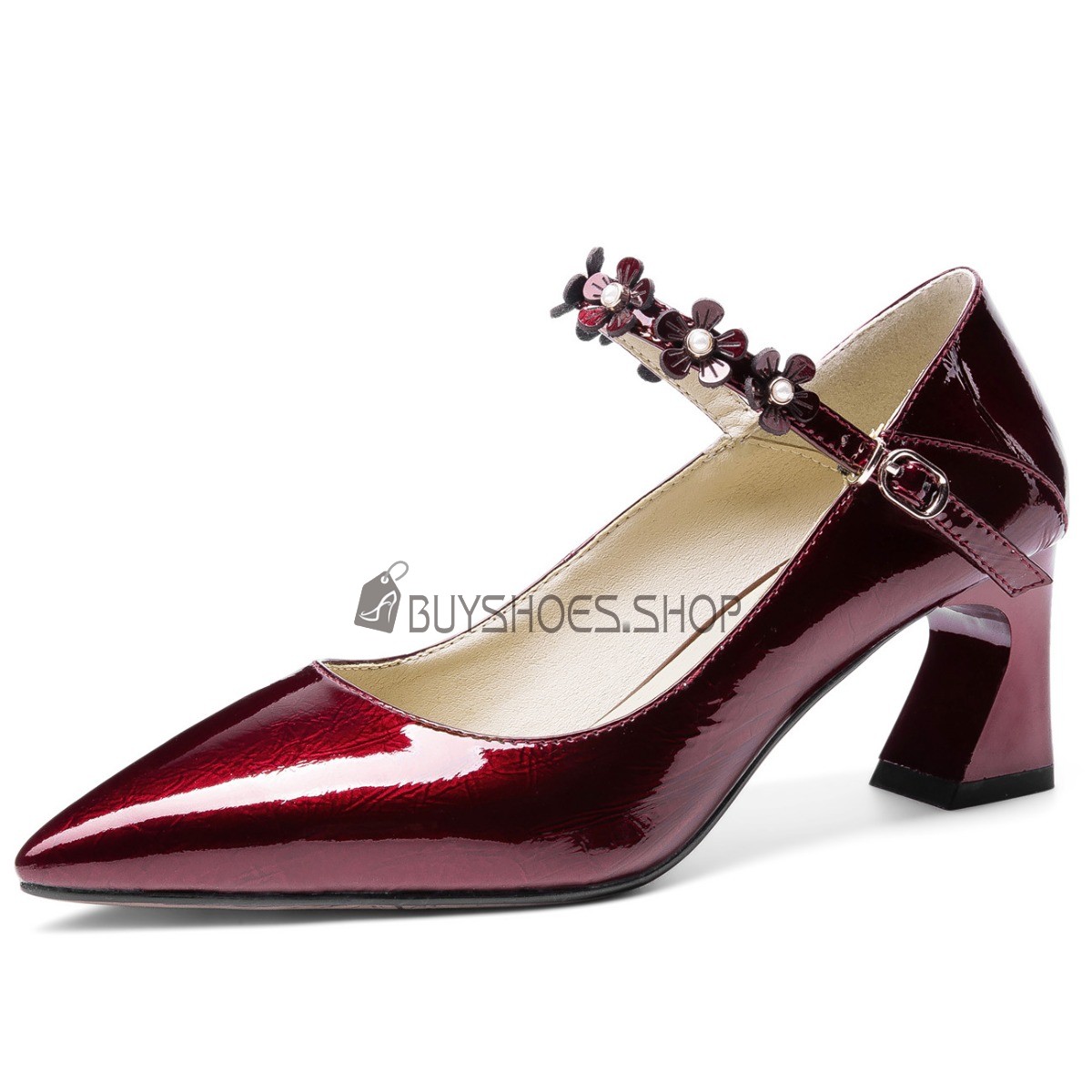 Burgundy mid heel outlet shoes