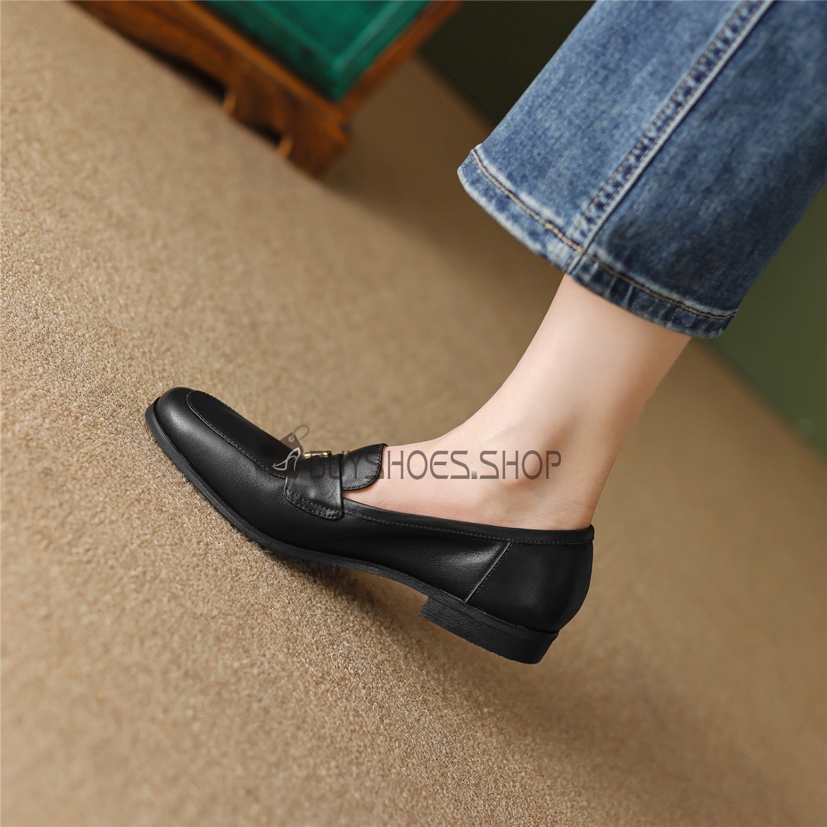 Punta Quadrata Vintage Pelle Comode Classiche Scarpe Mocassini Economici 4223110113F BuyShoes.Shop