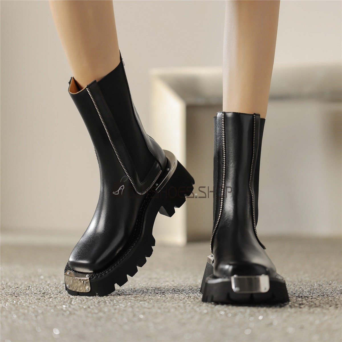 Lak Plateauzool Combat Boots Goth Mode Laarsjes Flats Leer Gevoerde  Goedkoop 4423130933F | BuyShoes.Shop