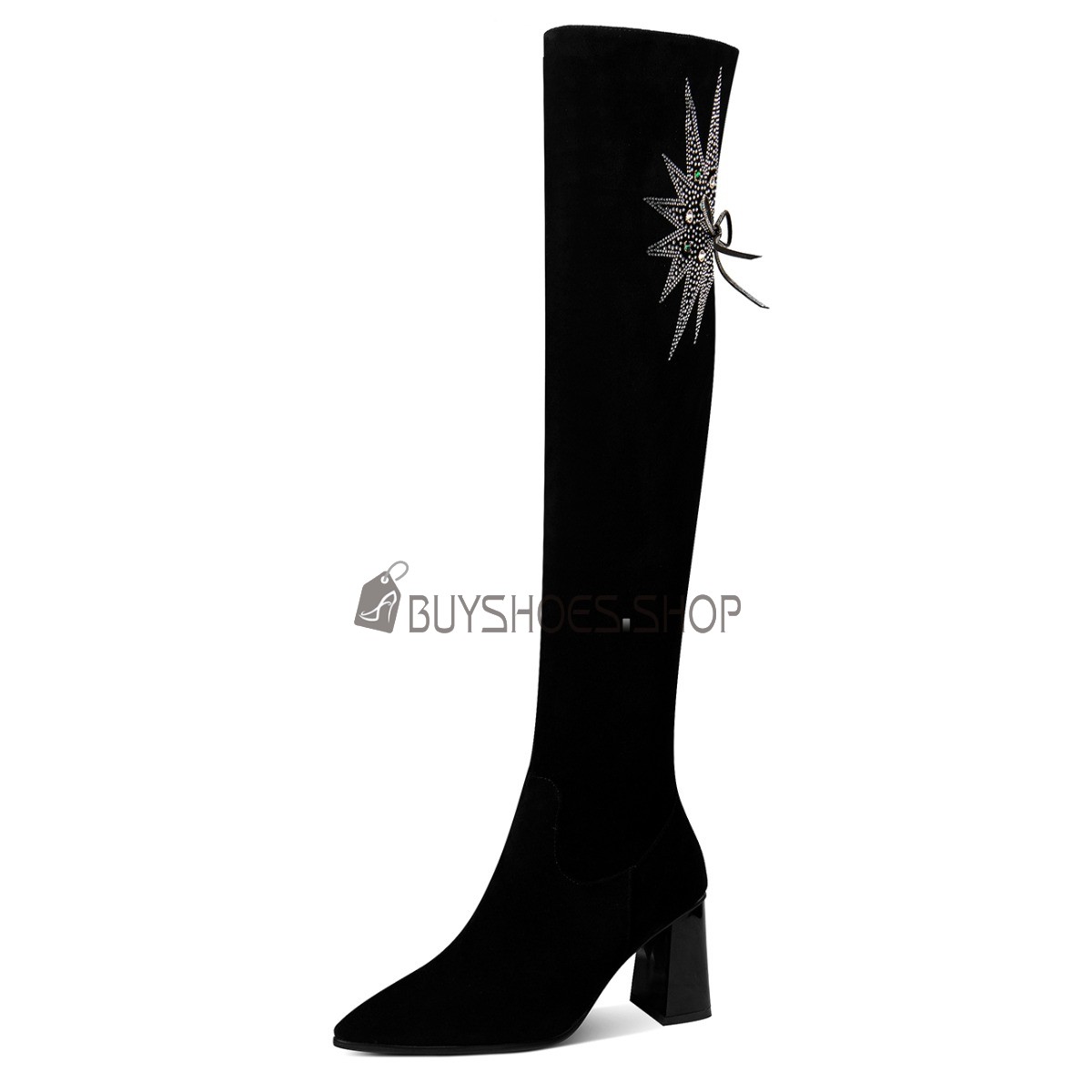 Knee High Overknees Mit Spitze Overknee High Heels Wildleder Mit