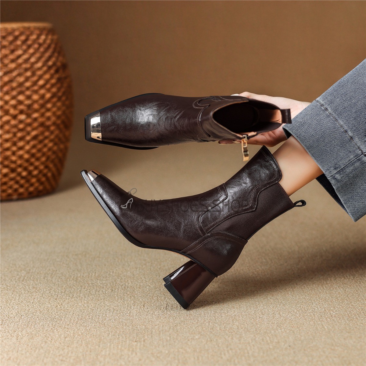 ankle boots formal dress Carlo Black Leather Single Monk Strap Ankle Boots – Blake Stitched Sol main image 0