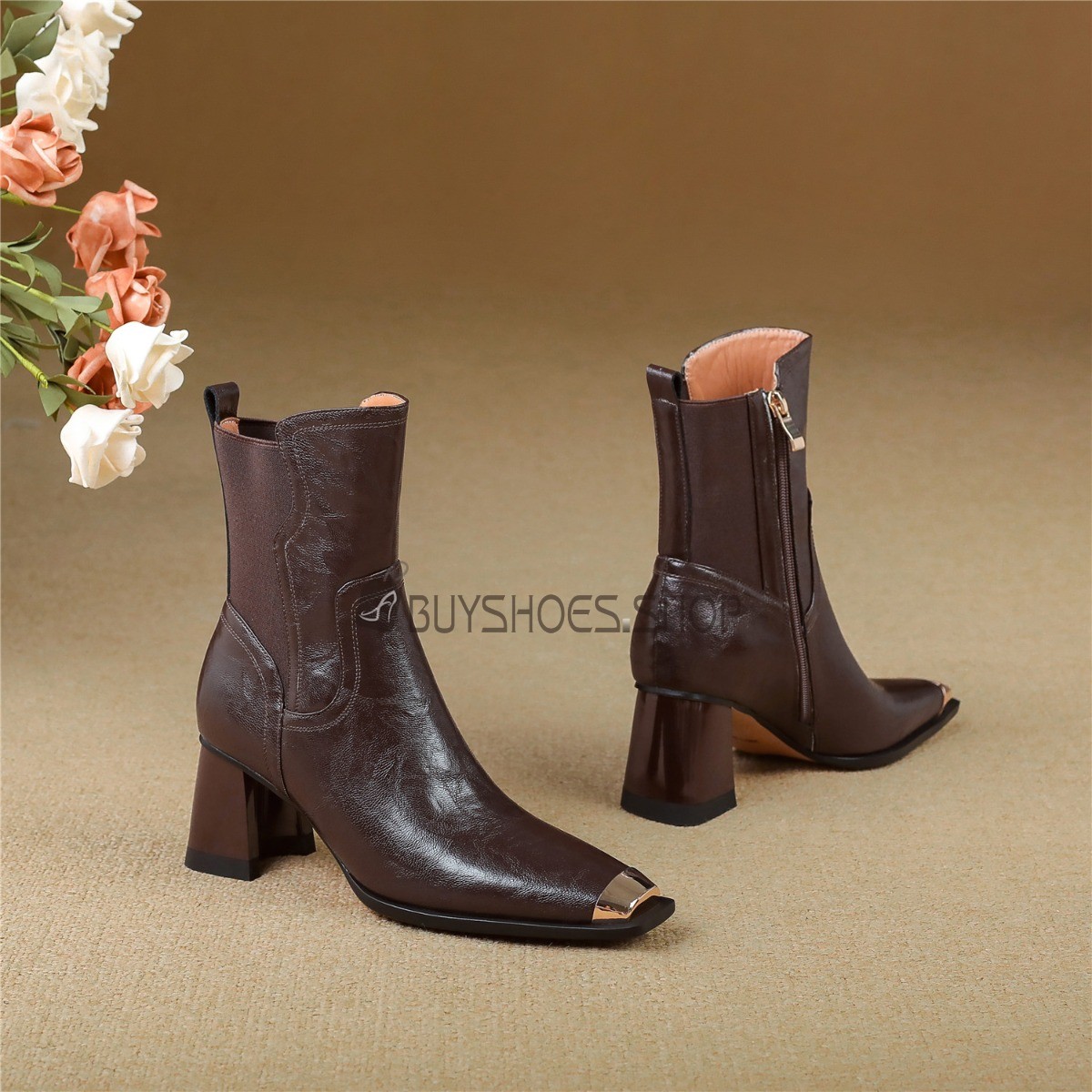 ankle boots dress formal Lace-Up Round Toe Wedge Sandals Dusty Pink / 41(US10)