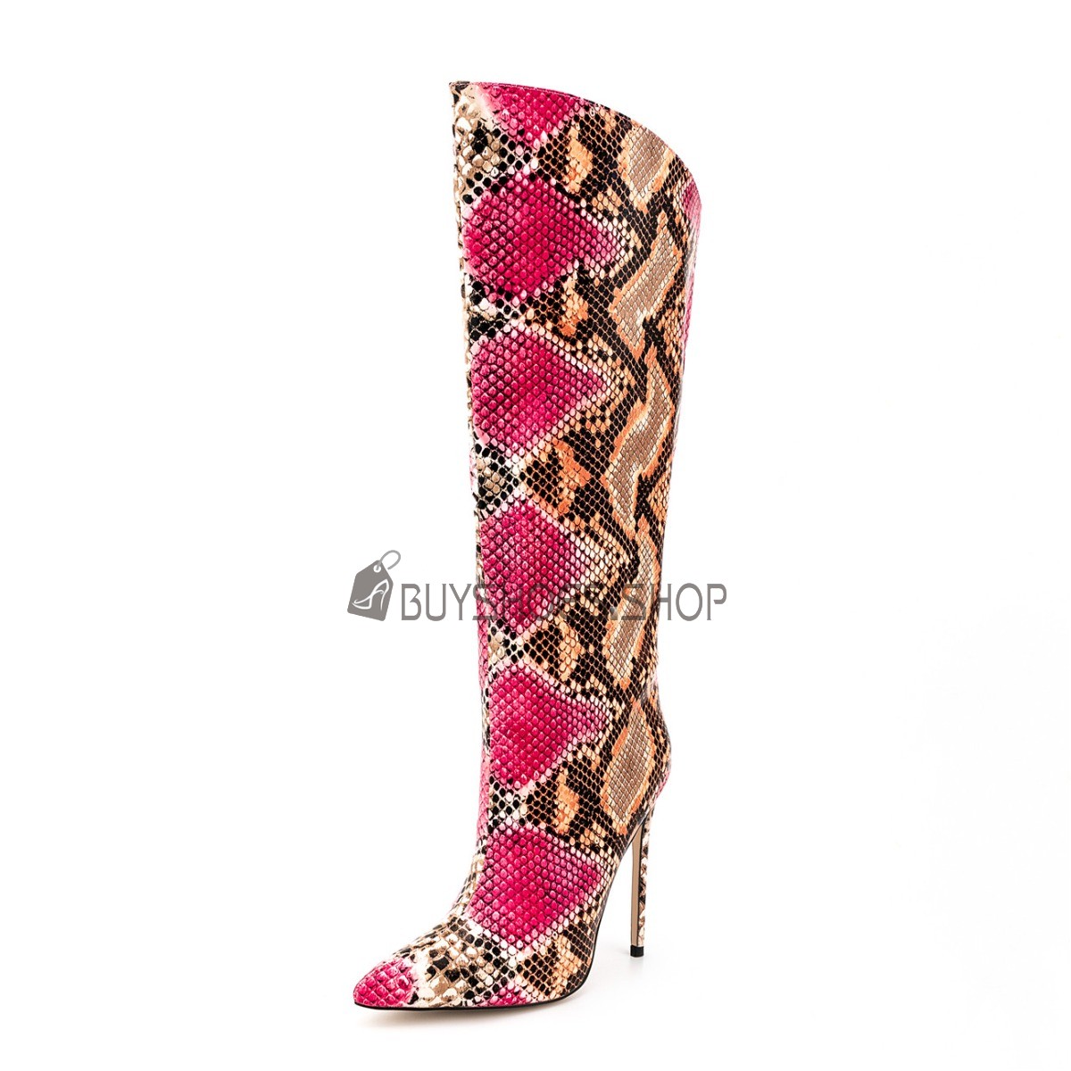 Pitonati Multicolore 12 cm Tacco Alto Tacco A Spillo Moda Ecopelle Stivali Alti