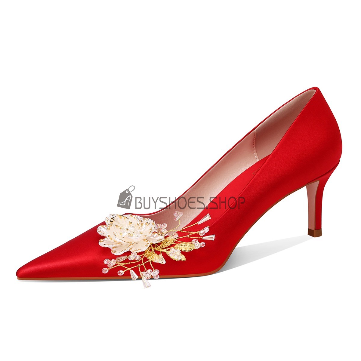 Red wedding shoes with rhinestones new arrivals