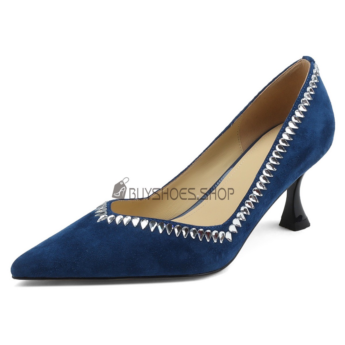 Absatz Pumps Spitz Leder Elegante Spitz Wildleder Cm Mittlerer