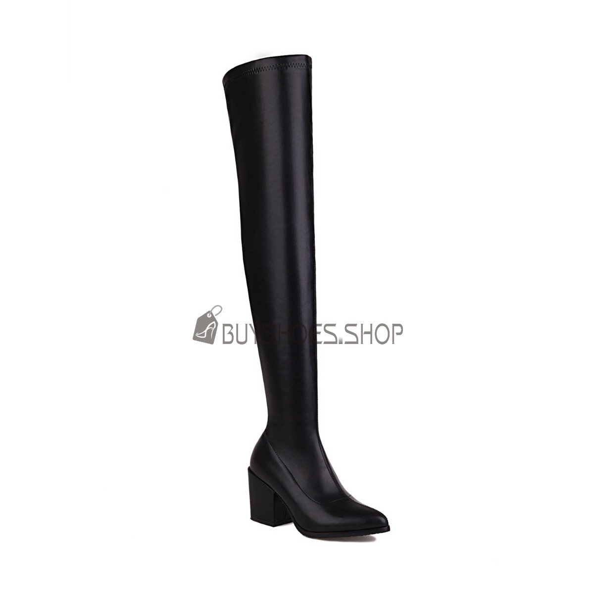 Mit cm High Heel Stiefel Sock Klassisch Blockabsatz Overknees