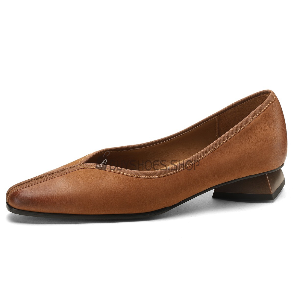 Leer Damesschoenen Blok Hak Met 3 cm Lage Hakken Klassiek Vintage Pumps Online 5423160274F BuyShoes.Shop