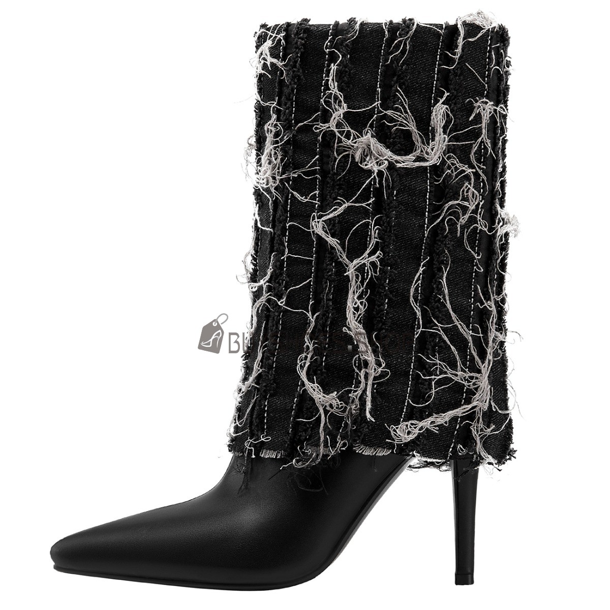 Naaldhakken Imitatieleer Zwarte Laarsjes dames Hoge Hakken Franjes Online  Kopen 5524220318G | BuyShoes.Shop