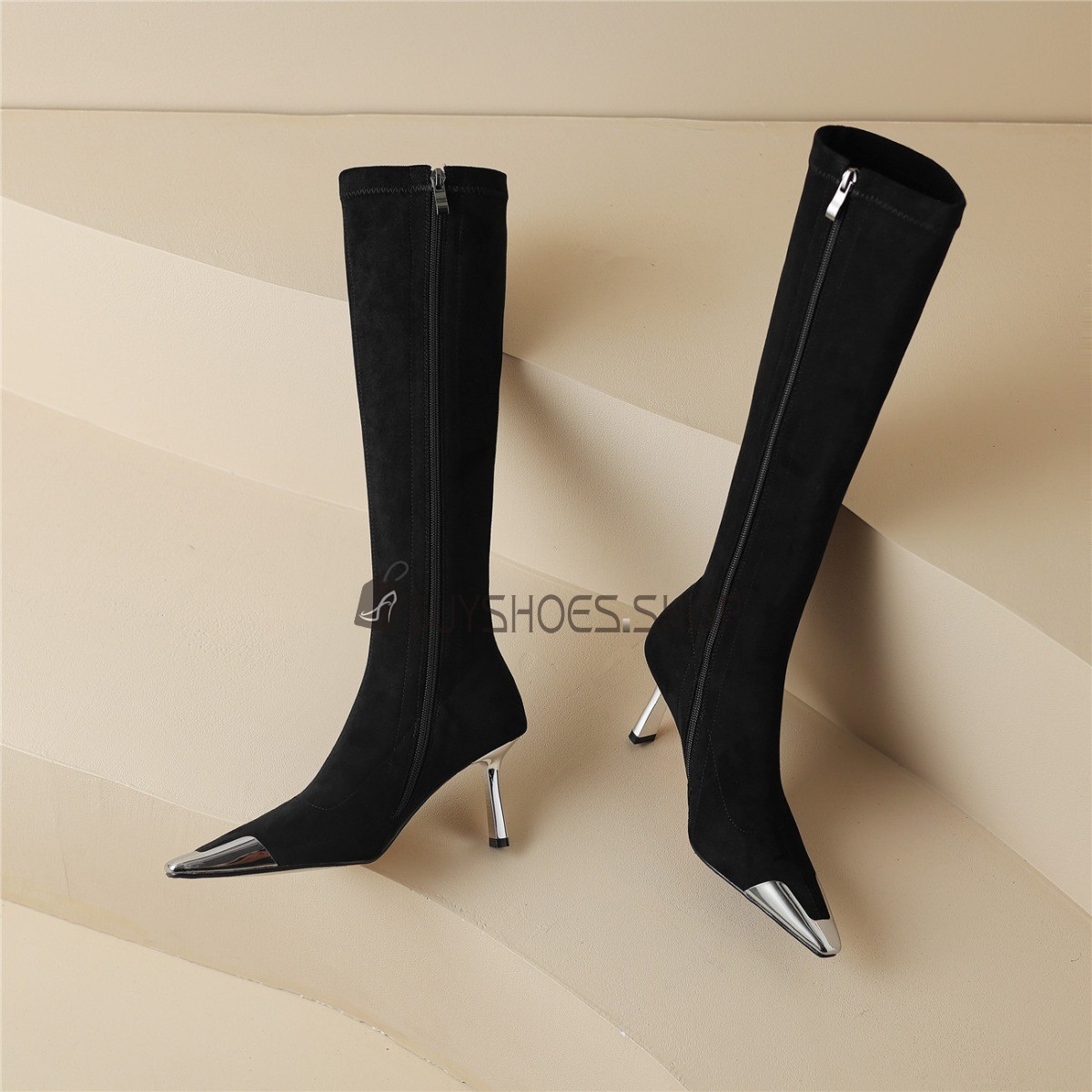 Pointed Toe Flat Boots For Tall Ladies Beauty Cry Women Knee High