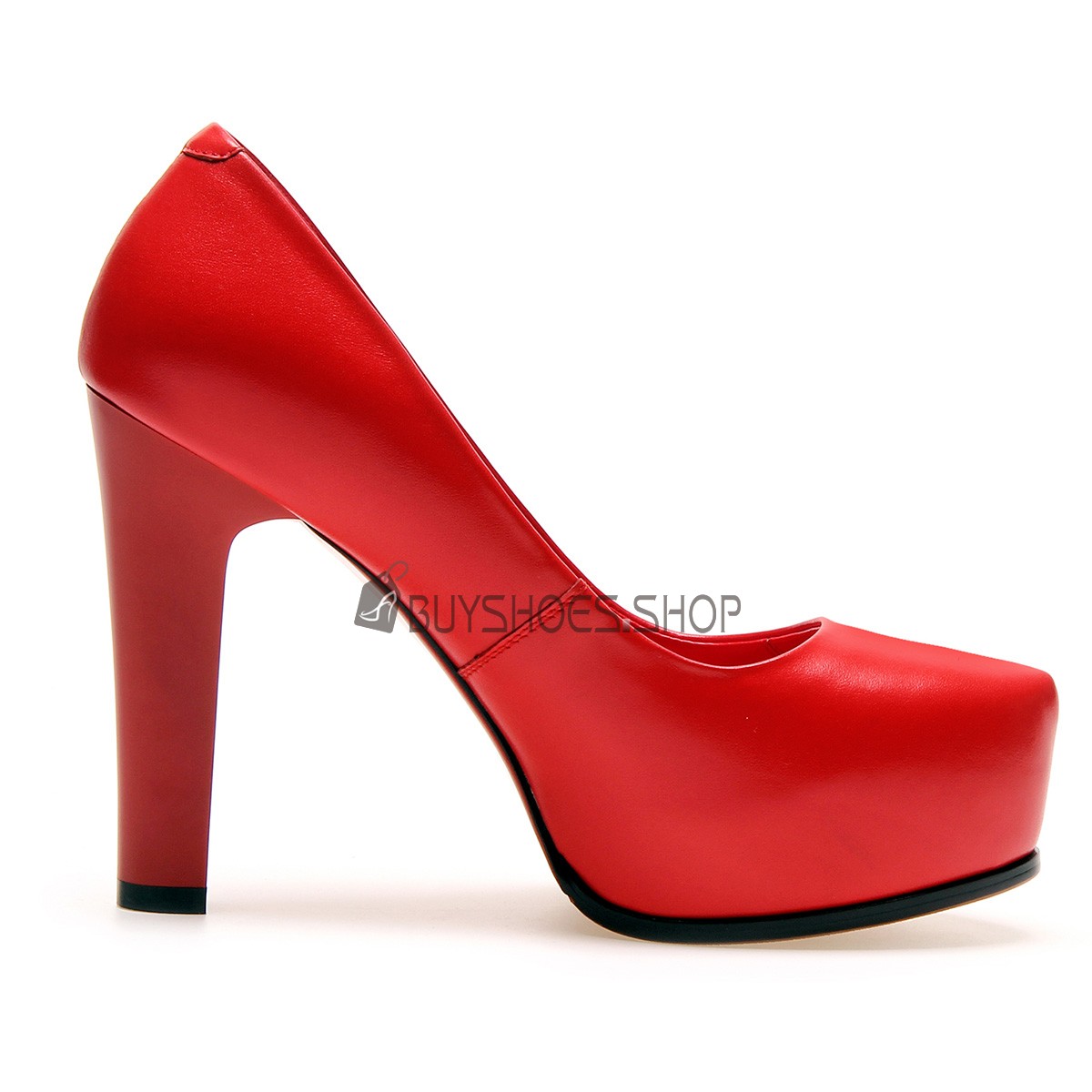 Schoen Plateau Met Rode Zool Leer Kantoor Schoenen Rode Klassiek Pumps 11 cm High Heel Blokhak