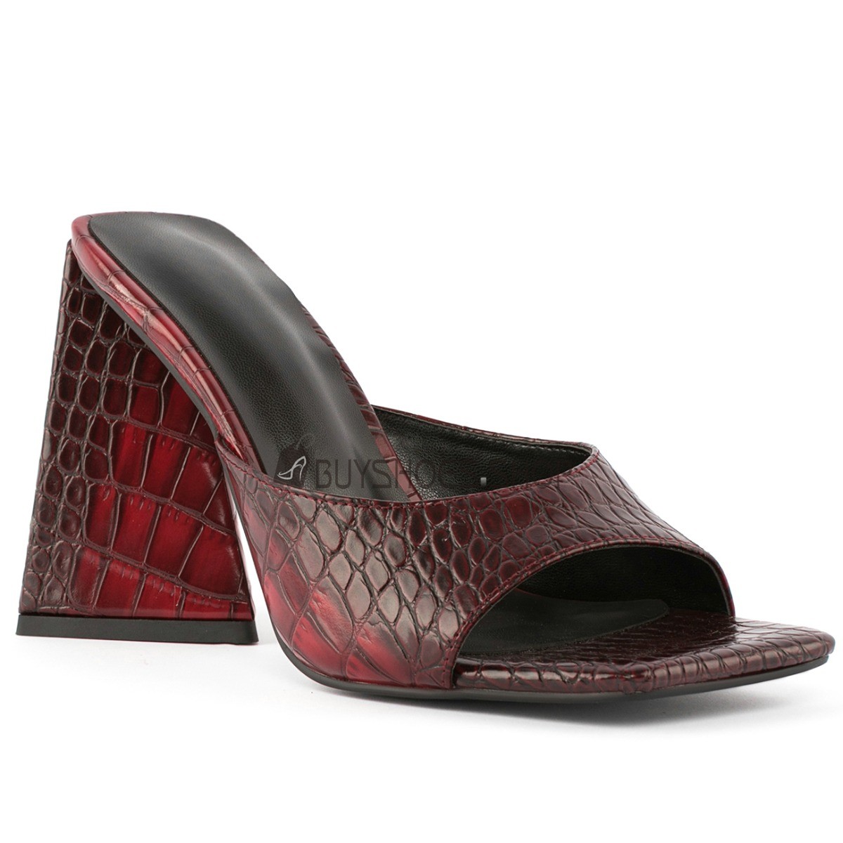 Shopping For Vintage 4 inch High Heel Sandals For Women Thick Heel Block Heels Peep Toe Mules Modern Burgundy Faux Leather Snake Printed 5622170247F BuyShoes.Shop