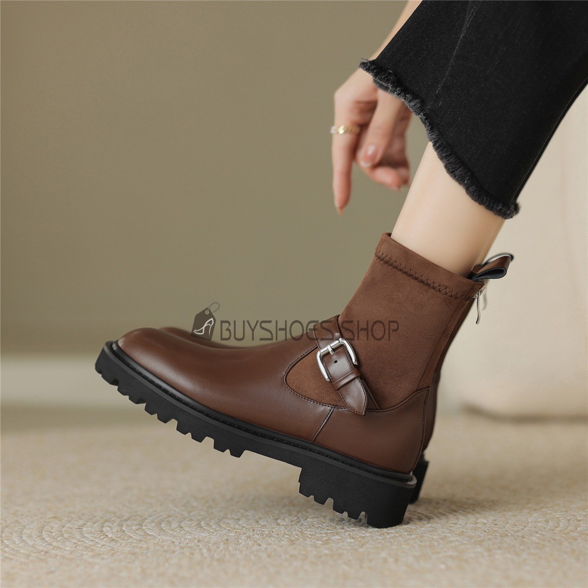 Cheap Ankle Boots For Women Vintage Leather Fur Lined Combat Suede Fall Comfort Flat Shoes Classic Business Casual 5723190920F BuyShoes.Shop