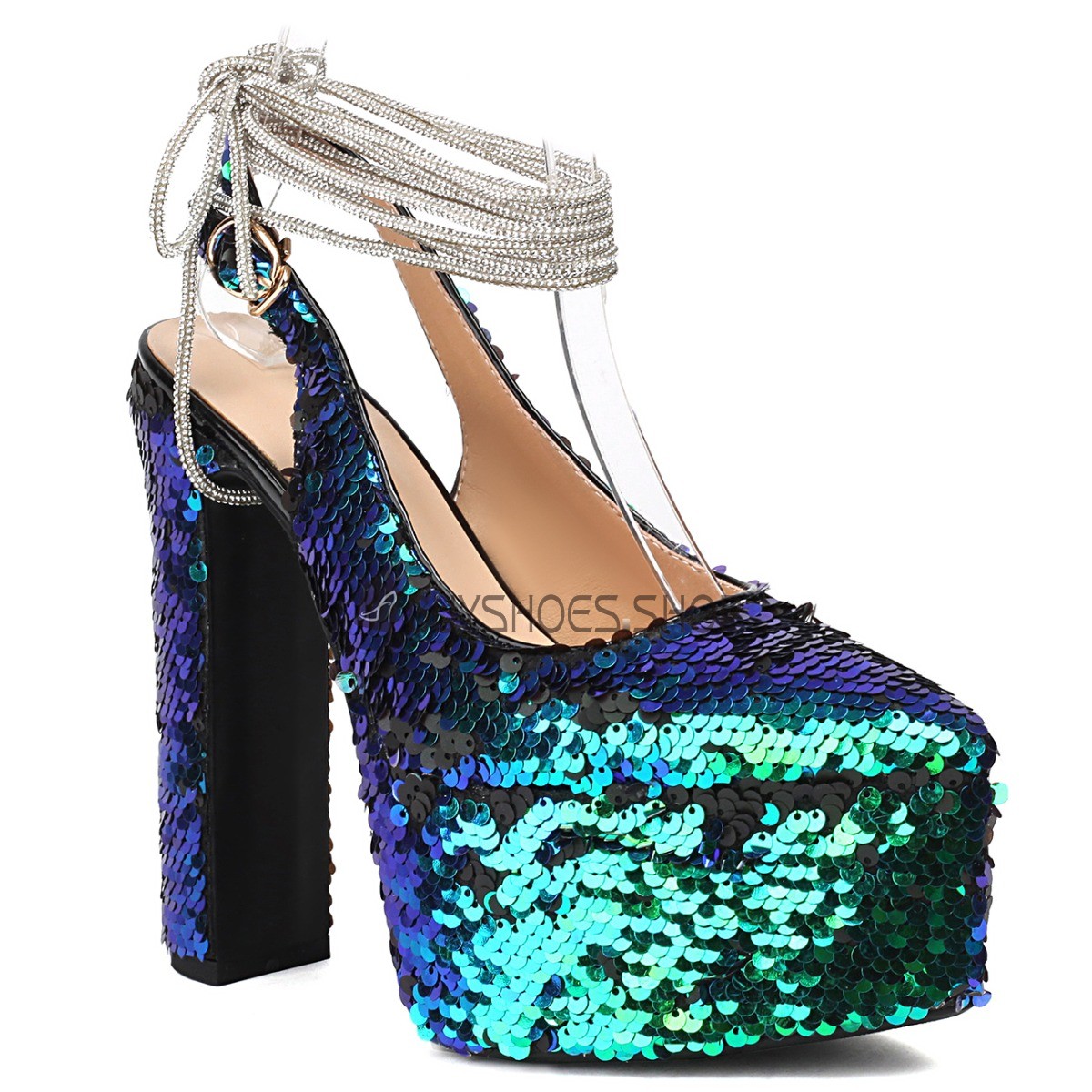 15 cm Hoge Hakken Sparkle Strass Pumps Dames Schoenen Plateau