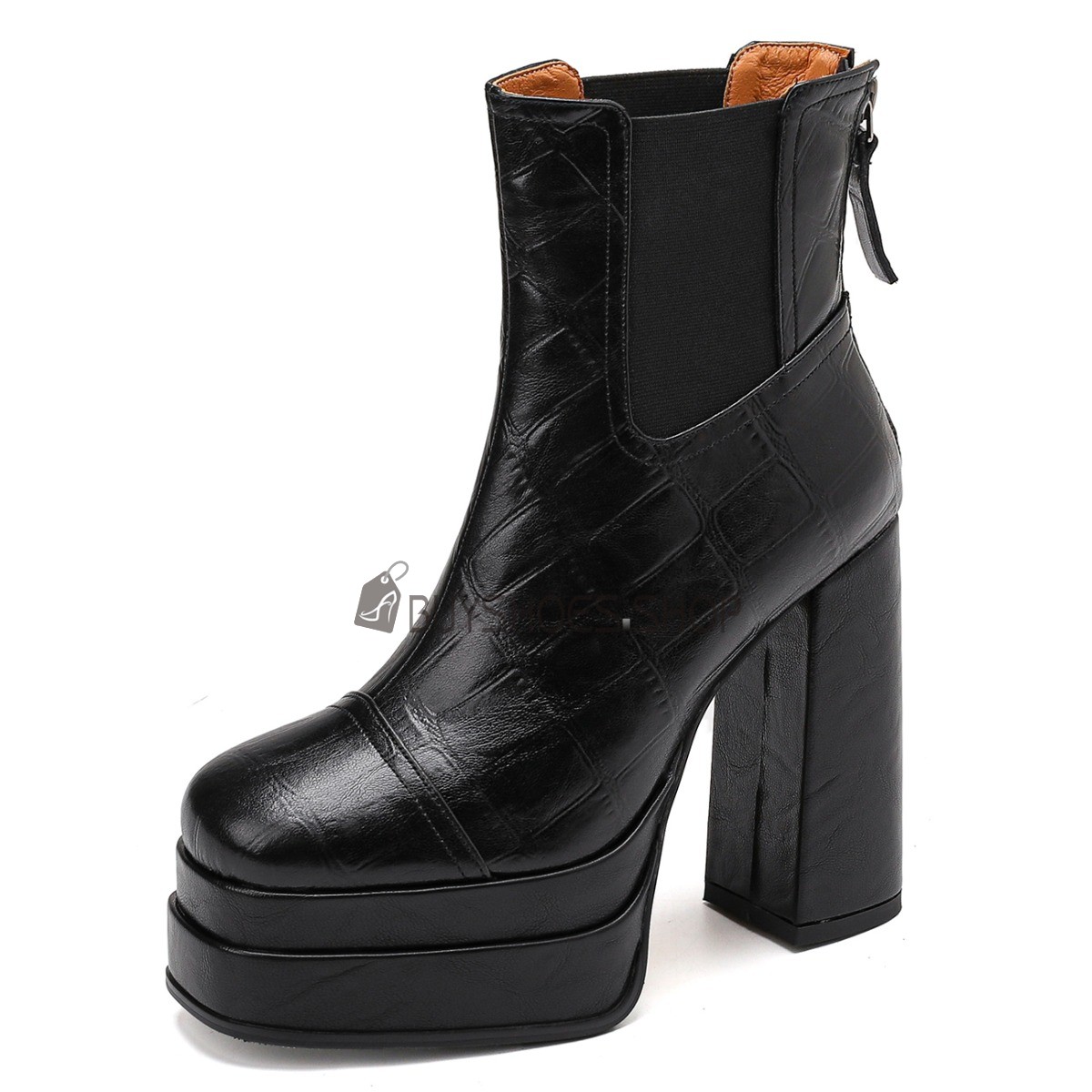 Boots Femme Talon Bottines Noir Talon CarrÃ© Bottines Bout Carré