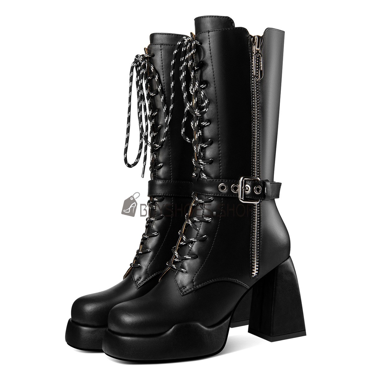 Boots Hohe Schuhe Mit Plateau Hammer Damen Stiefel Mit Profilsohle