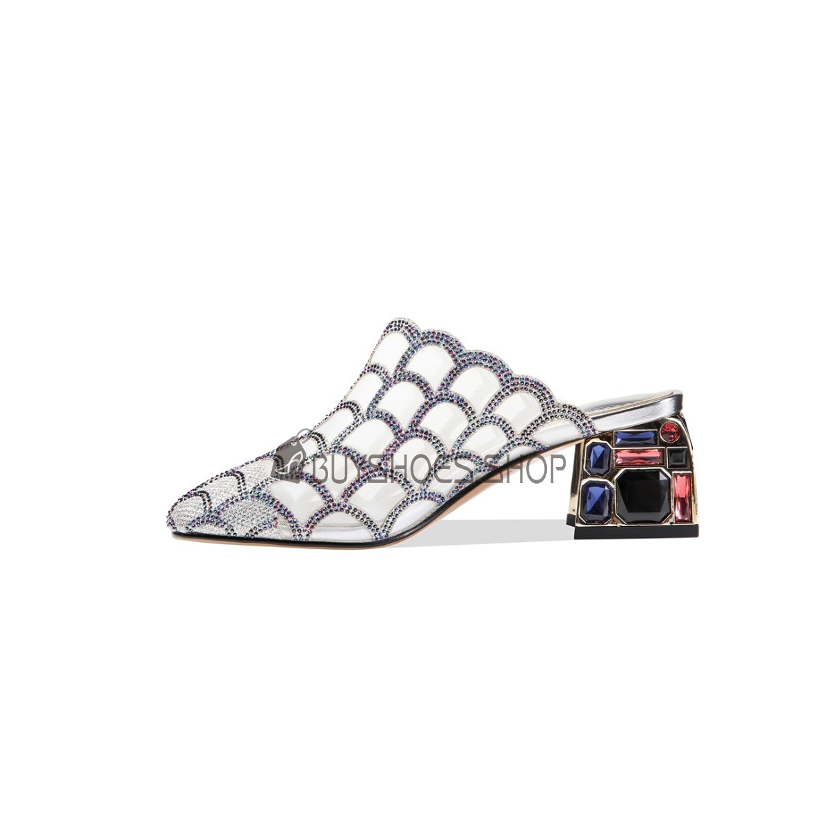 Cheap Dressy Shoes Sandals Comfort Silver Crystal Tulle