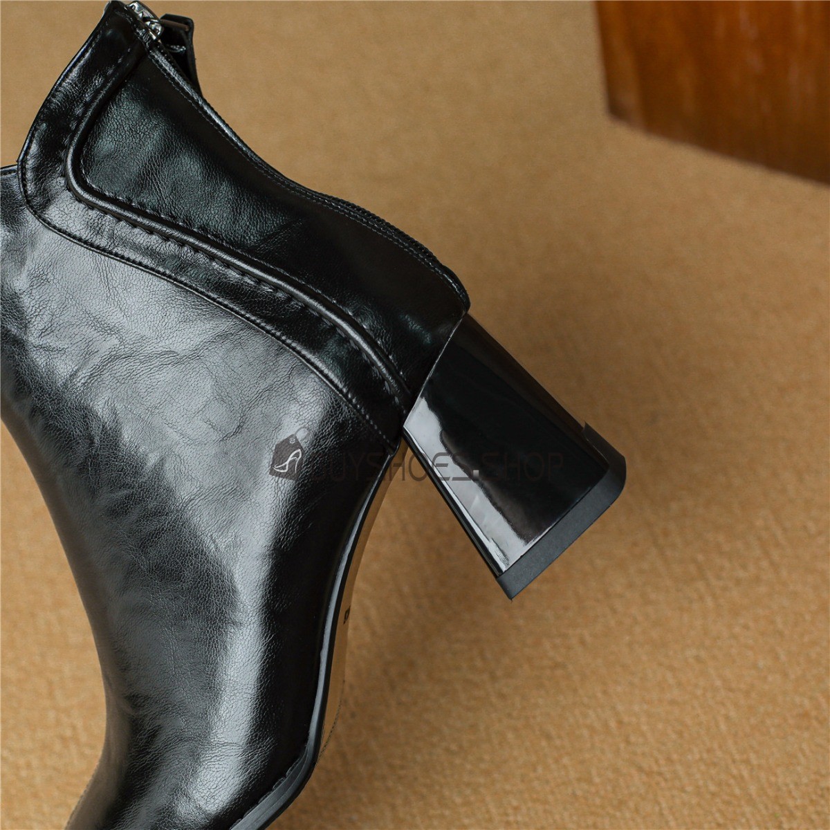 Coole Winter-Stiefeletten Mit Blockabsatz – Schlupfdesign, Kunstleder, Spitze Zehenpartie, Lässig Und Bequem