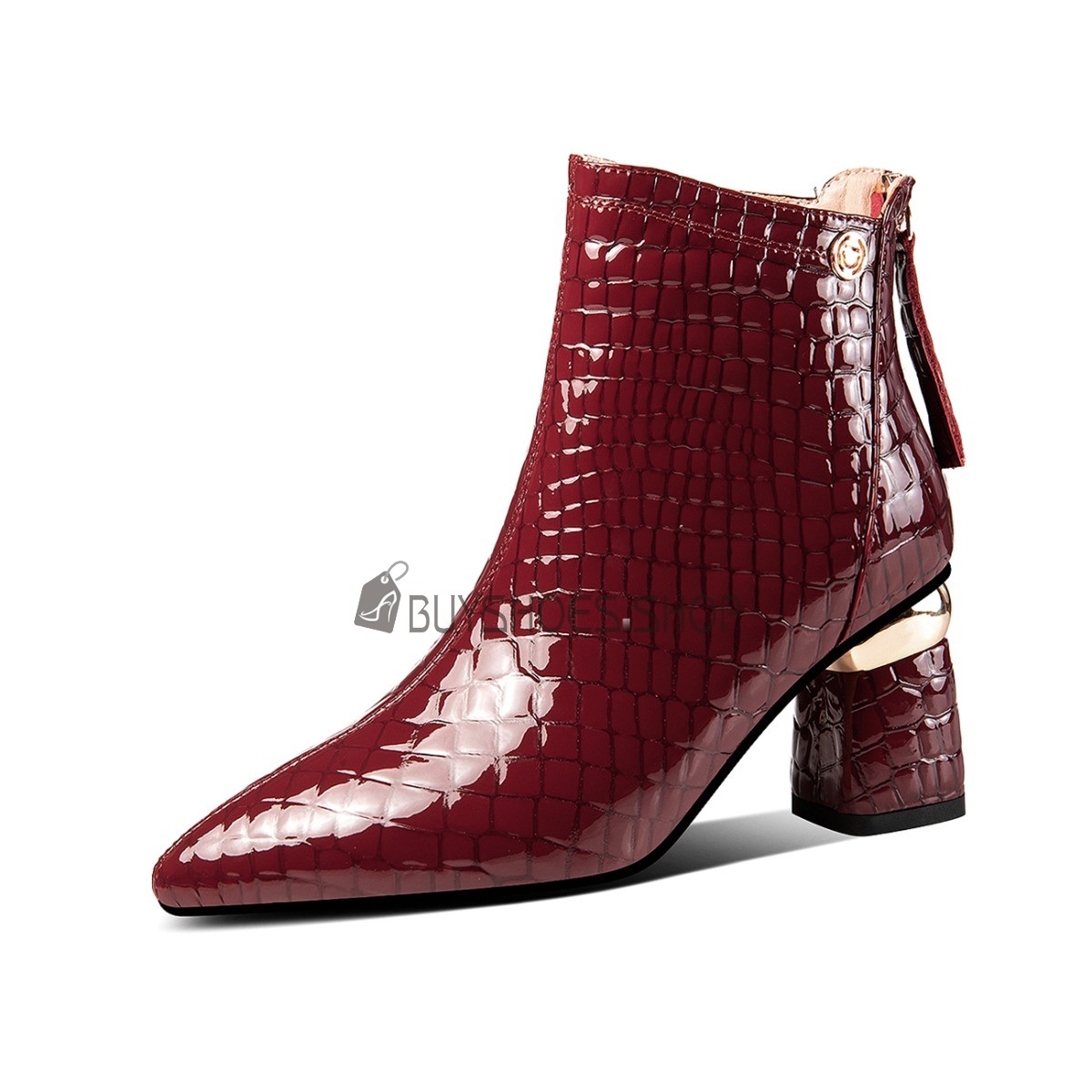 Burgundy chunky boots best sale