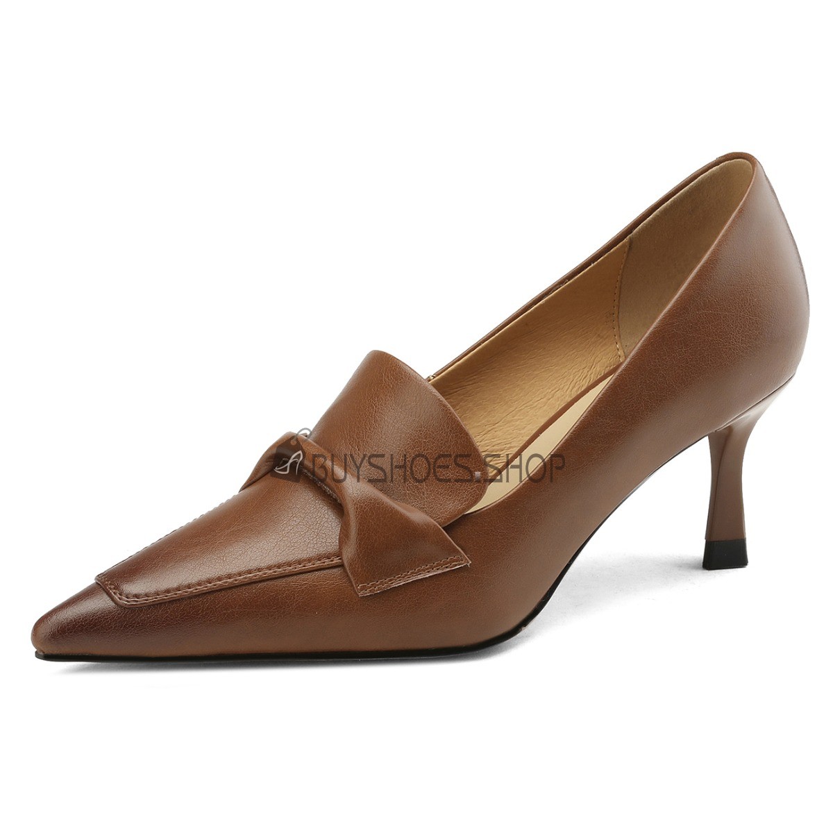 Tacco A Spillo Elegante Vintage Scarpe Con Tacchi Medio Mocassino Pelle