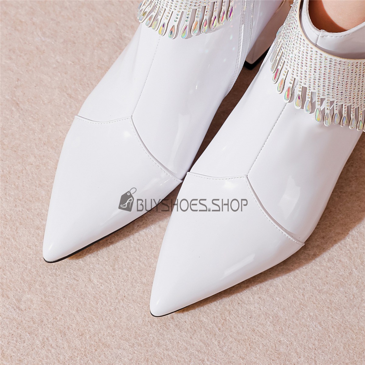 Shopping For Elegant Evening Party Shoes Low Heel Pointed Toe Booties For  Women Fur Lined Patent Leather Sparkly Leather Winter White Thick Heel  Crystal Block Heel 7822030923F | BuyShoes.Shop
