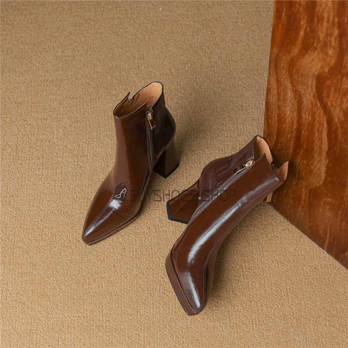 Herbst Stiefeletten Spitz Winter Vintage Blockabsatz Damenstiefel