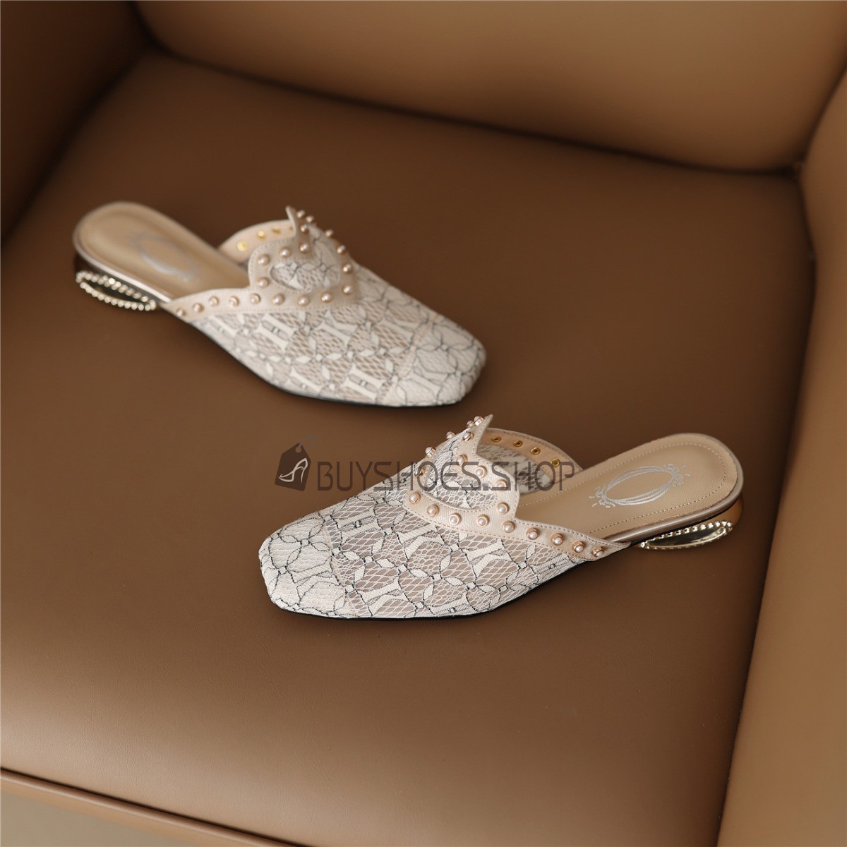 Cheap With Pearl Dressy Shoes Block Heel Business Casual