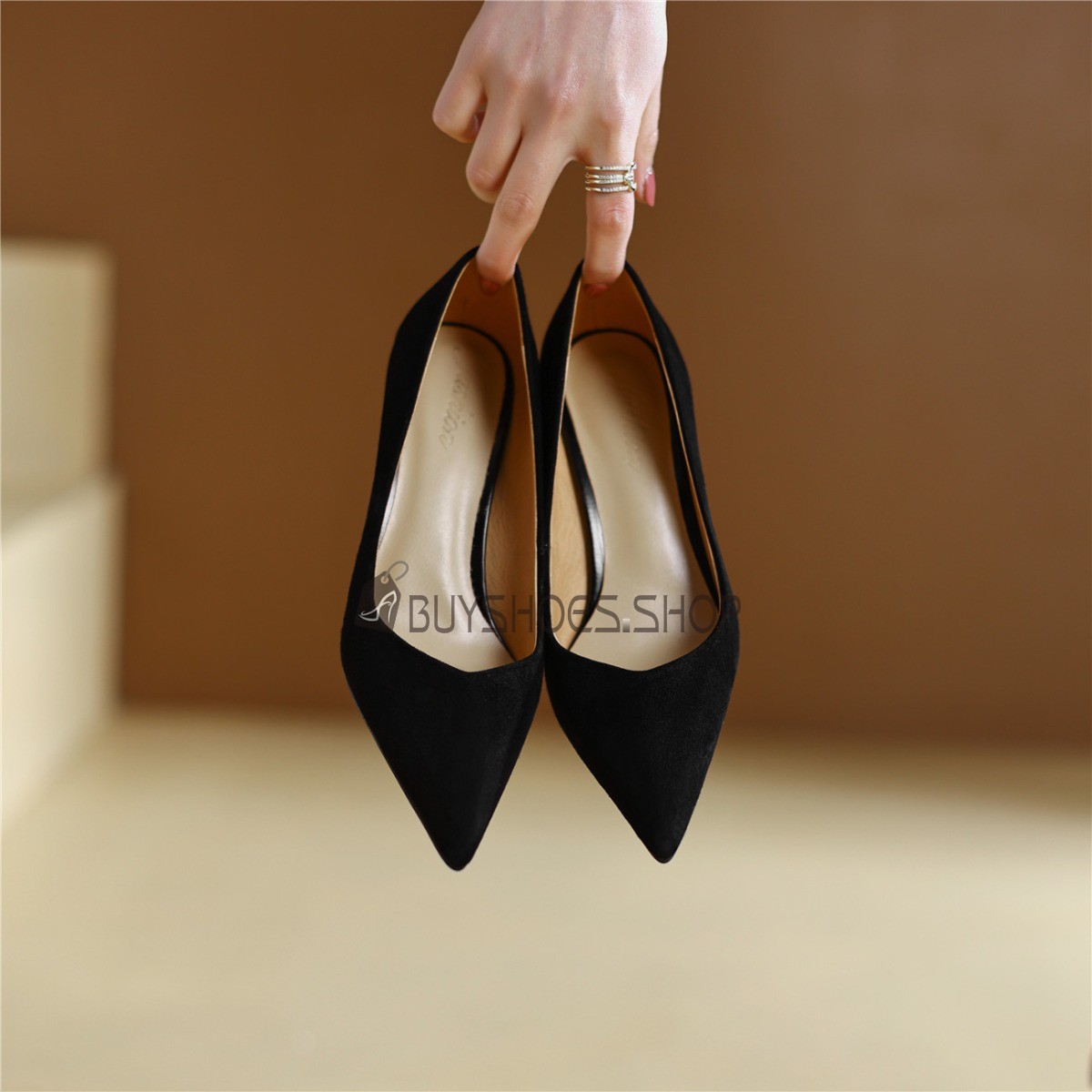 Affordable Vintage Wooden Heel Suede 6 cm Mid Heel Block Heel Chunky Heel Classic 9523180731G BuyShoes.Shop
