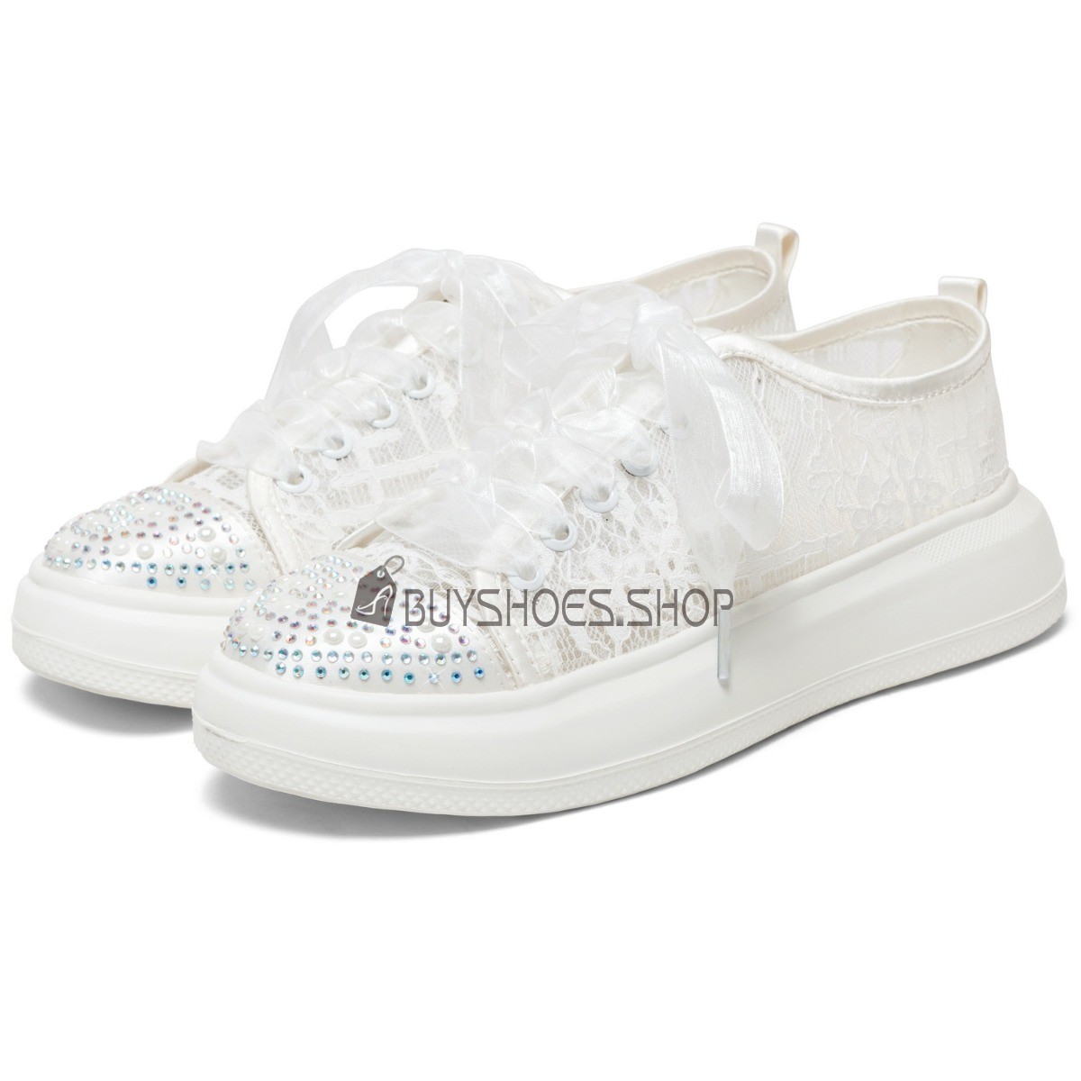 Brautschuhe Ballschuhe Flach Mit Strasssteine Plateau Schuhe Damen