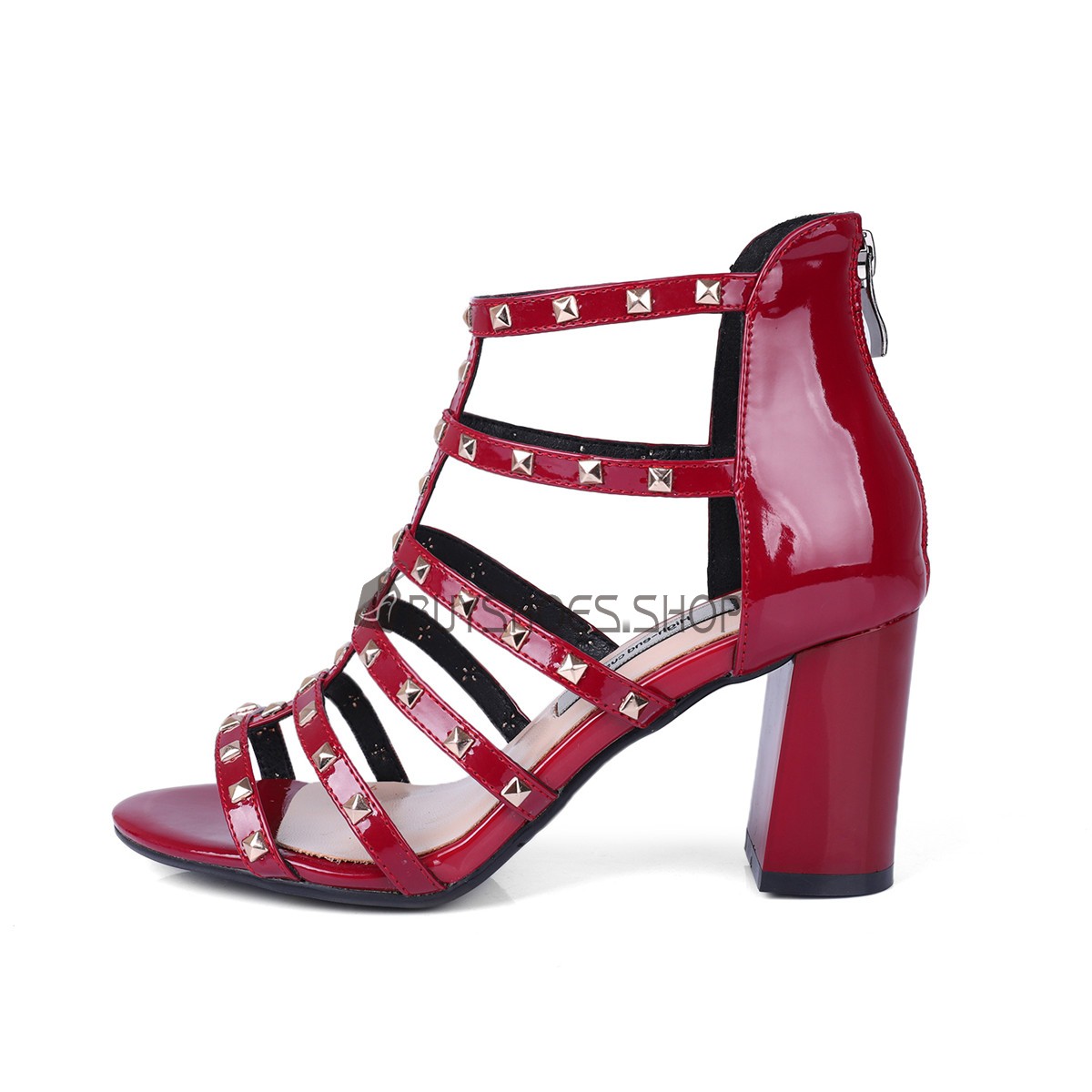 Lib Peep Toe Stiletto Heels Lace Up Gladiator Spring Ankle Highs Sandals  Pumps with Back Zipper - Red Wine in Sexy Heels & Platforms - $78.31