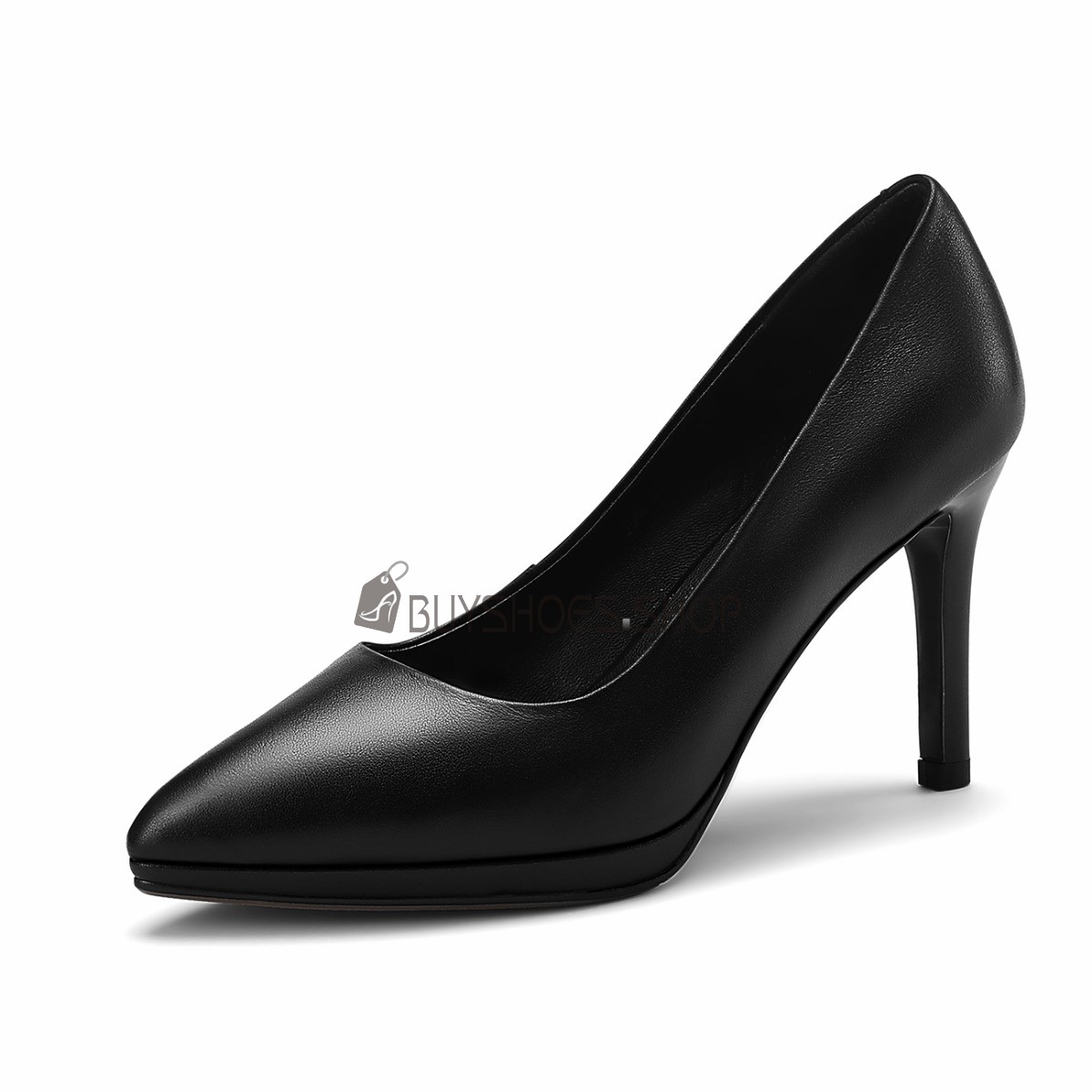 安いスリップ オン ビジネス 靴 ポイン テッド トゥ ハイヒール 黒  